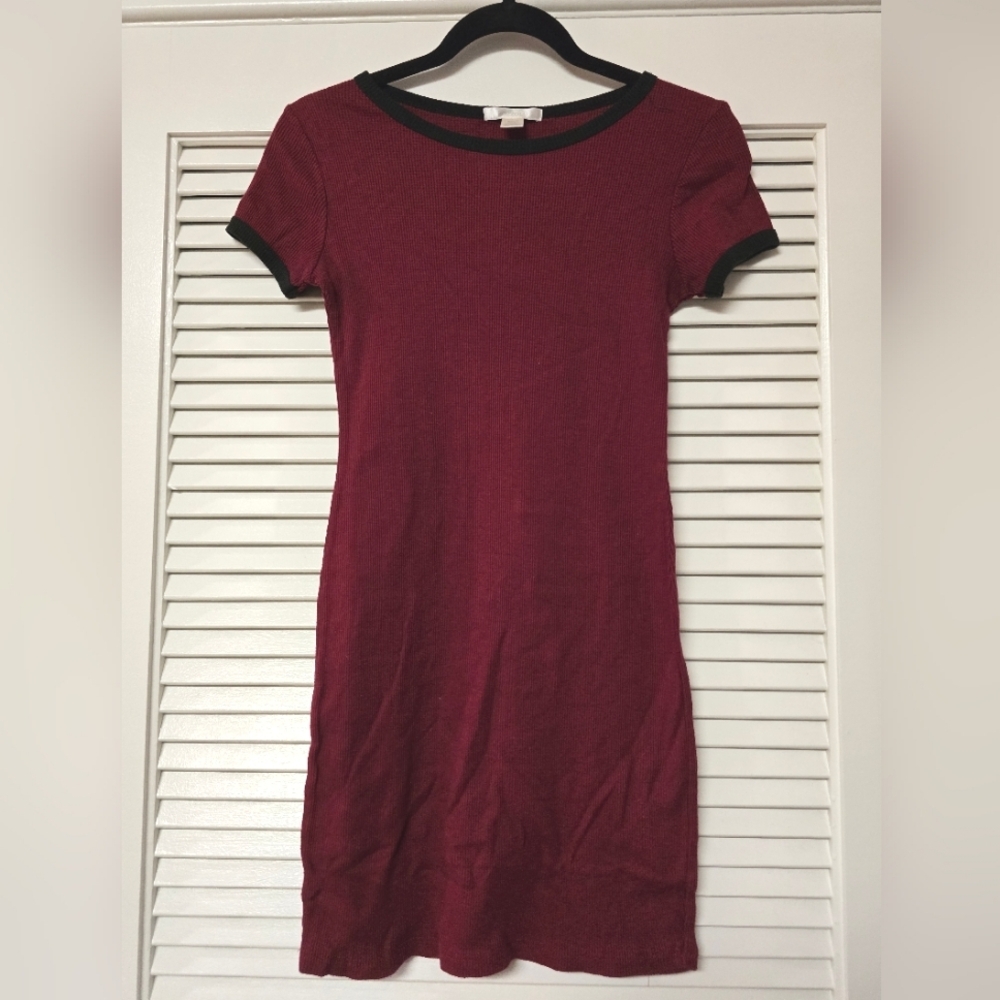 Bozzolo - Red & Black Waffle Knit Short-Sleeve Dress
